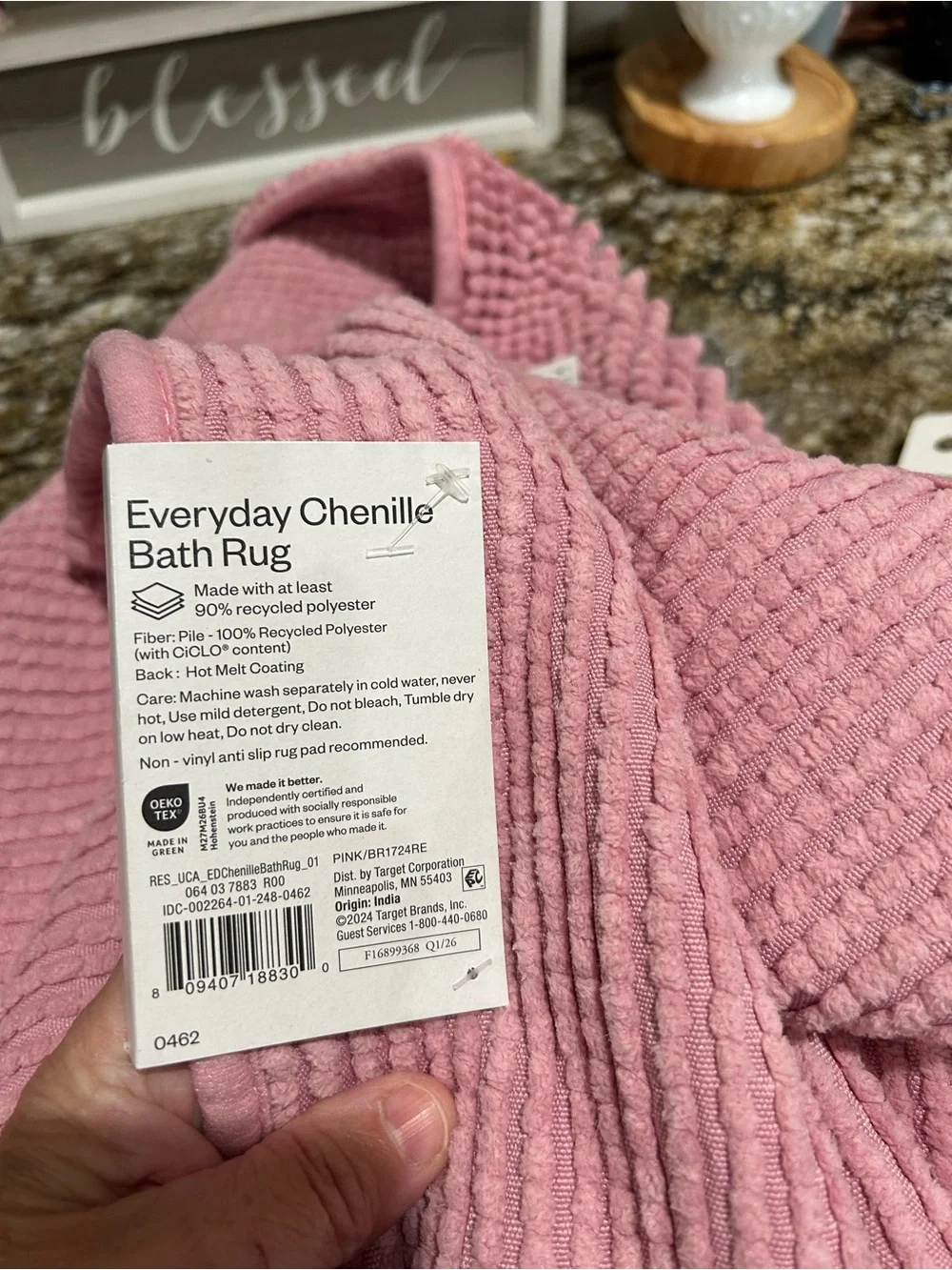 17x24 Room Essentials Pink Chenille Bath Rug